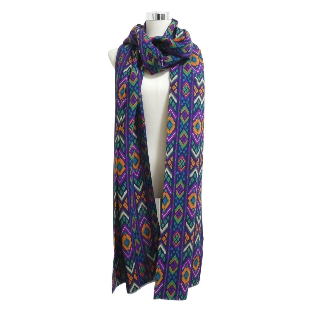  YVES SAINT LAURENT イヴサンローラン 総柄 ロゴ 大判 ストール ショール マフラー ネイビー マルチカラー ストール ショール 小物