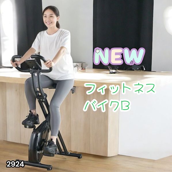2924 フィットネスバイク エアロバイク 背もたれあり 静音 設計 家庭用 折りたたみ 収納 小型 心拍数計測 運動 スマホ タブレット 置き トレーニング ダイエット 健康 ヘルスケア 一部地域 別途配送料有