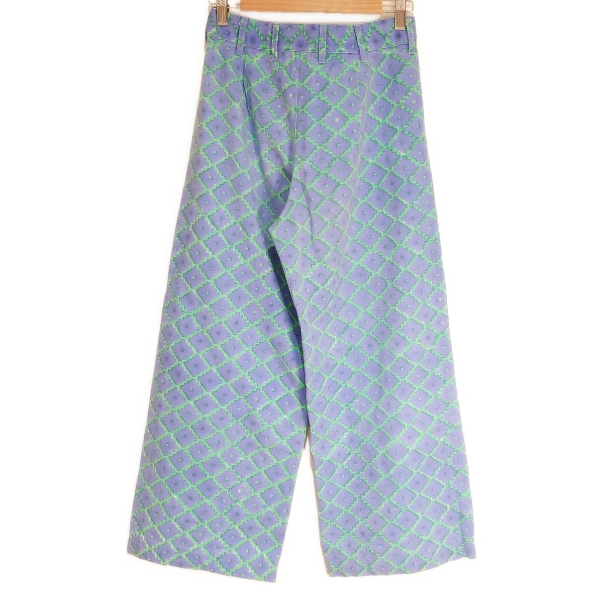 SZ Blockprints エスゼットブロックプリント パンツ サイズS レディース - ブルーグレー×ライトグリーン フルレングス 洗濯機対応 その他 
