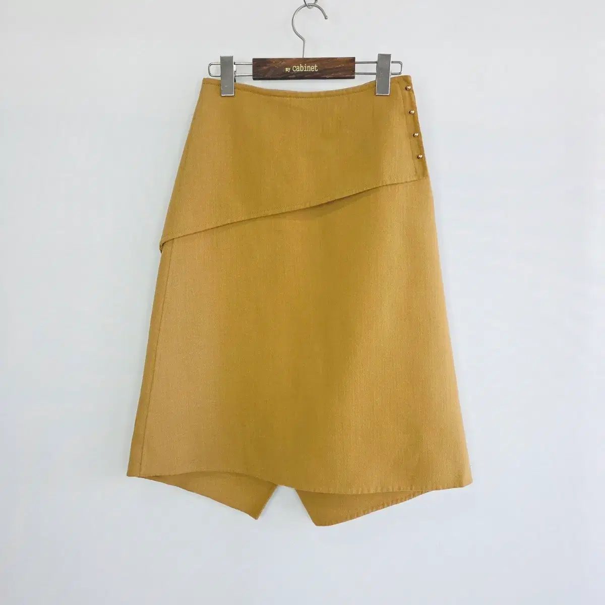 SYSTEMシステム ウールブレンド アン밸ラップスカート キャメル トーン The HANDSOME