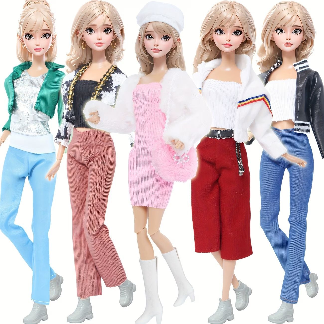 4点セット 着せ替え人形 交換衣装 1/6スケール テディジャケット 黒