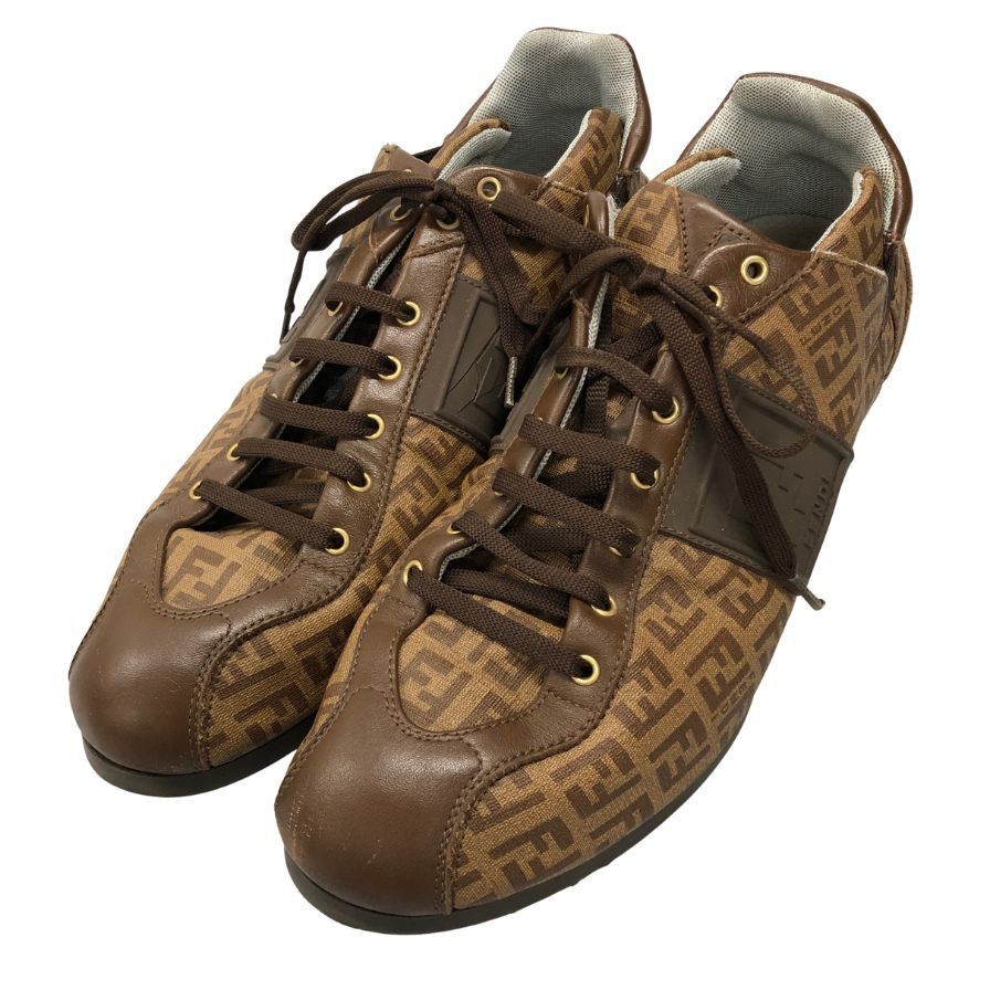 フェンディ ズッカ柄 スニーカー メンズ サイズ42 ブラウン【AFC29