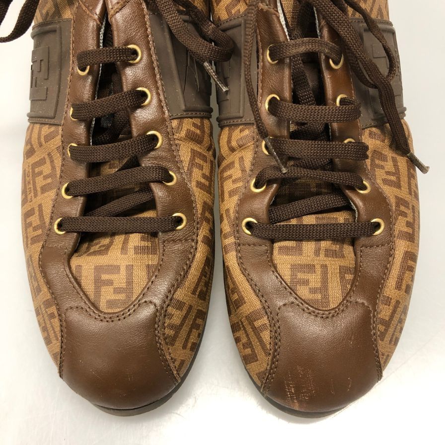 フェンディ ズッカ柄 スニーカー メンズ サイズ42 ブラウン【AFC29