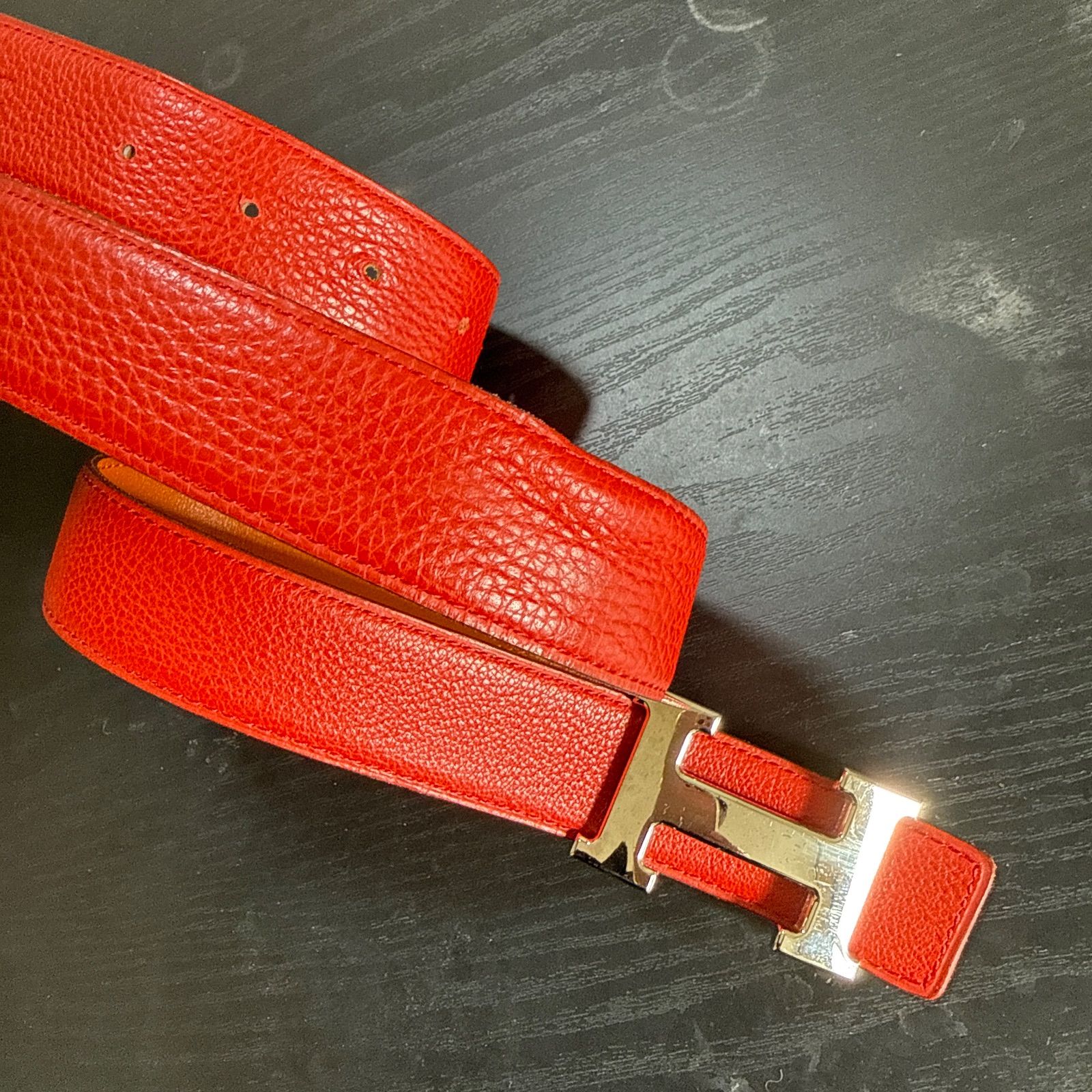 HERMES エルメス コンスタンスリバーシブルベルト85 シルバーカラー