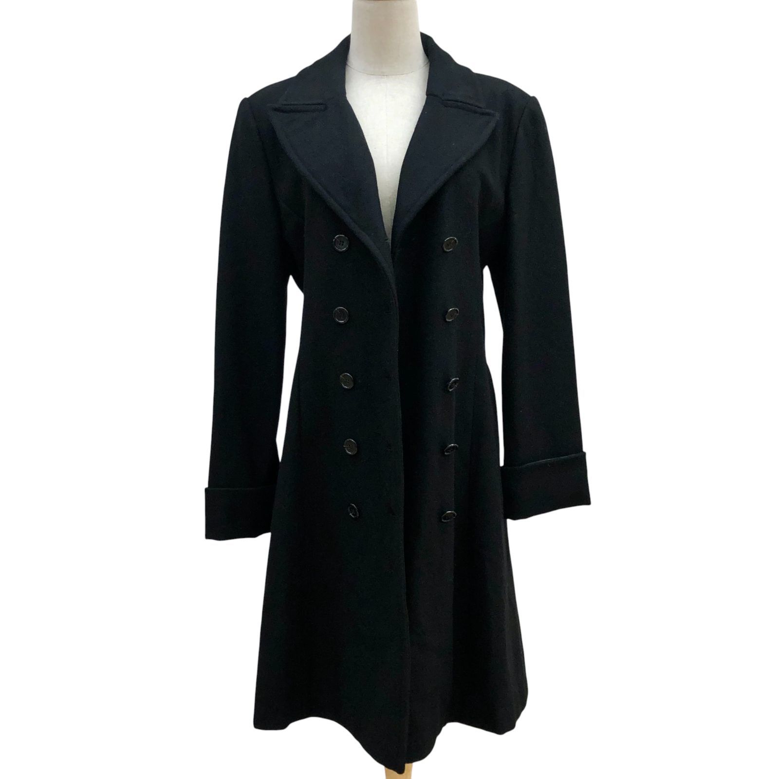 ZK21 JURA HOUSE レディースロングコート ダブルブレスト ブラック