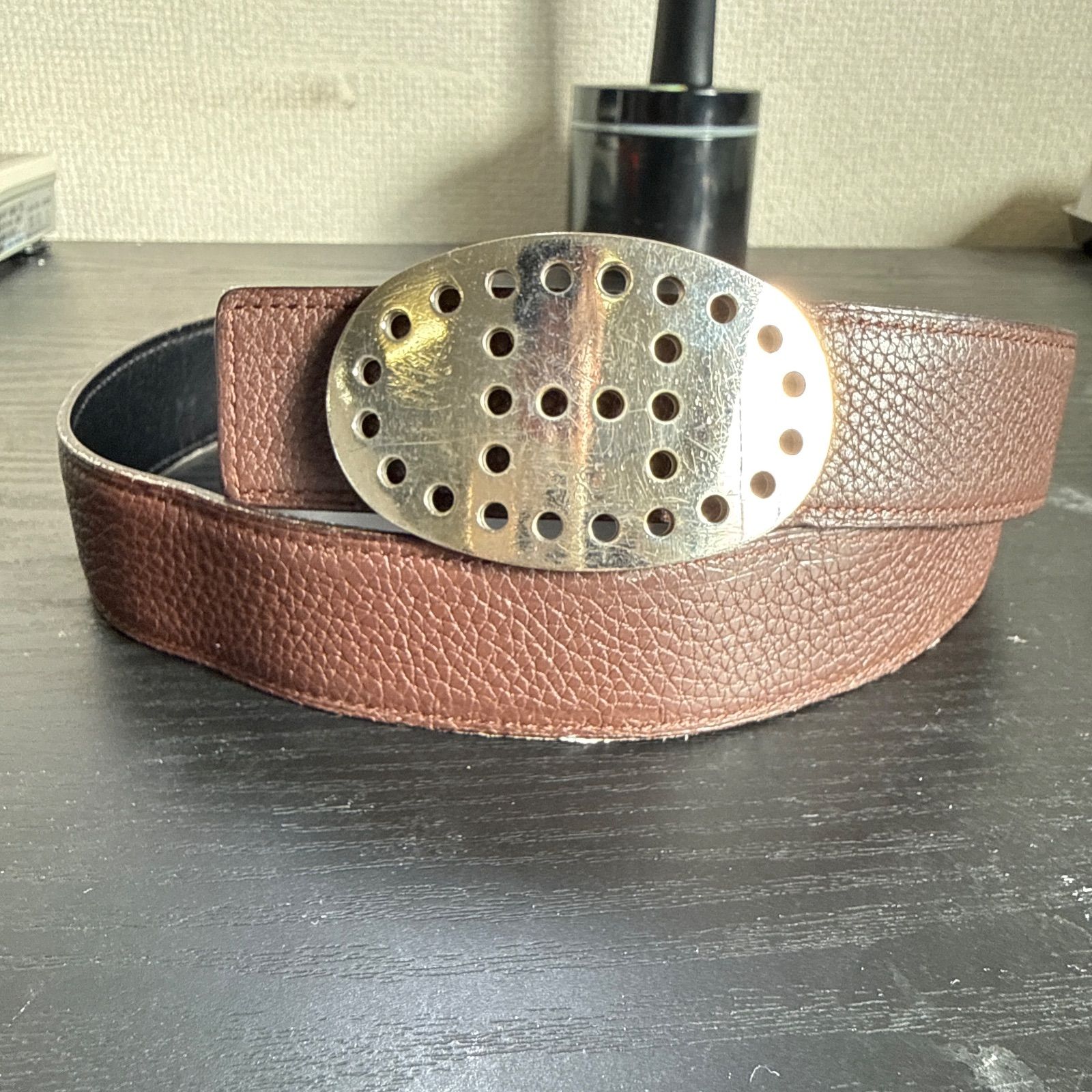 HERMES エルメス リバーシブルベルト75 エブリンバックル シルバー金具 ブラック|ダークブラウン