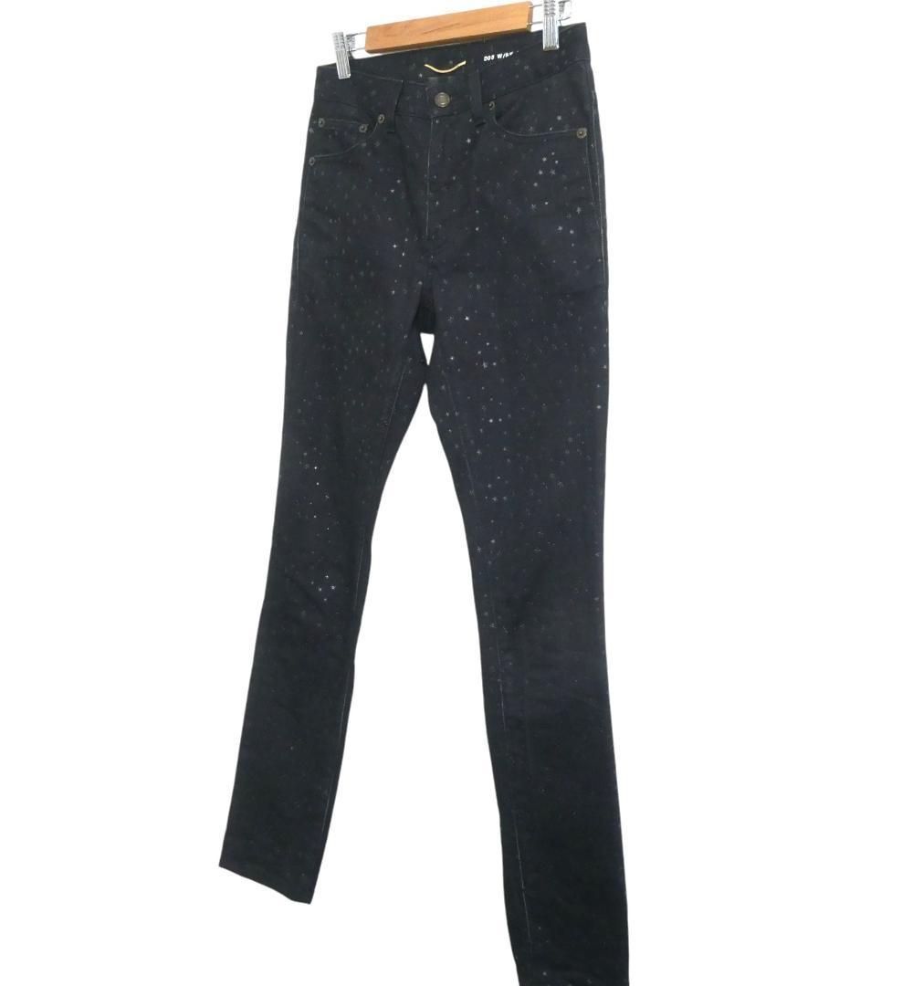  SAINT LAURENT PARIS サンローランパリ W 24 スター 星柄 ストレッチ ジッパーフライ スキニー テーパード デニムパンツ ジーンズ 561414 ブラック レディース スキニーデニム デニム ジーンズ