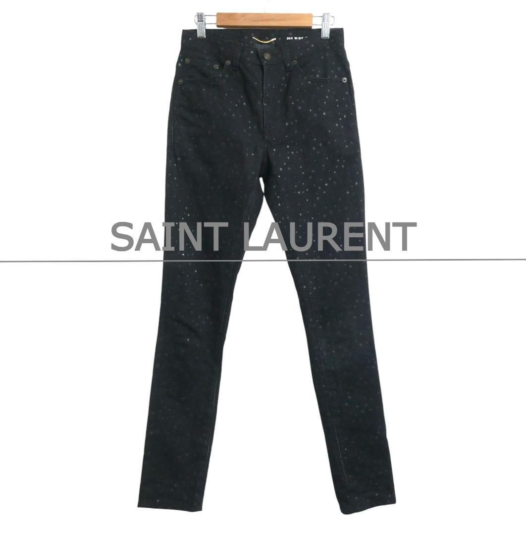 SAINT LAURENT PARIS サンローランパリ W 24 スター 星柄 ストレッチ ジッパーフライ スキニー テーパード デニムパンツ ジーンズ 561414 ブラック レディース
