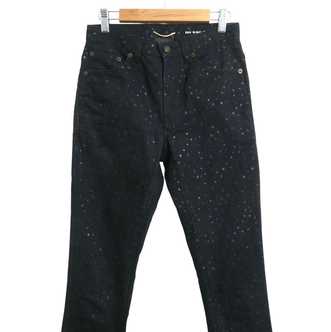 SAINT LAURENT PARIS サンローランパリ W 24 スター 星柄 ストレッチ ジッパーフライ スキニー テーパード デニムパンツ ジーンズ 561414 ブラック レディース