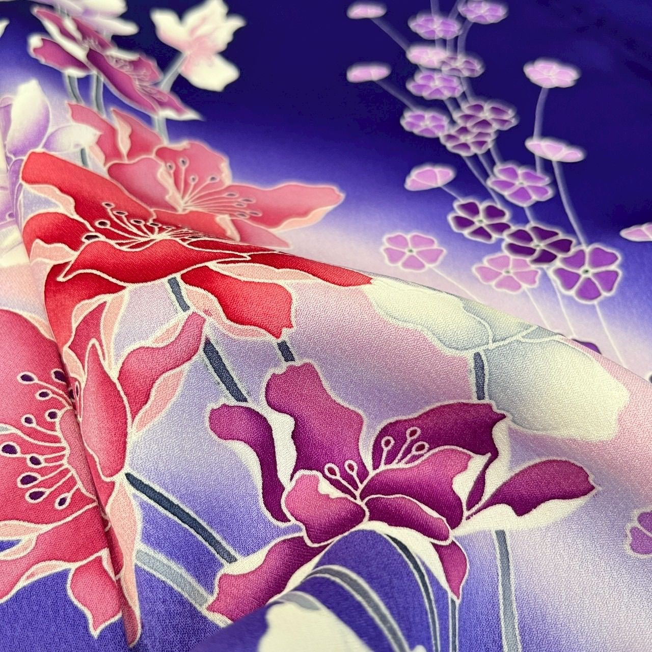 5k2251 袋帯　絹　正倉院文様　華文　銀色　白　赤　ピンク　紫　花柄　和装 5k2251 袋帯 絹 正倉院文様 華文 銀色 白 赤 ピンク 紫 花柄 和装