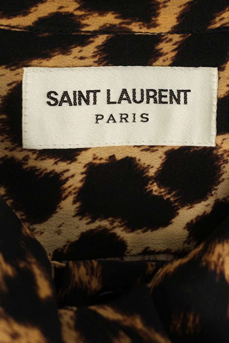 サンローランパリ 627799 Y2B09 レオパードタイ長袖シャツ メンズ 39