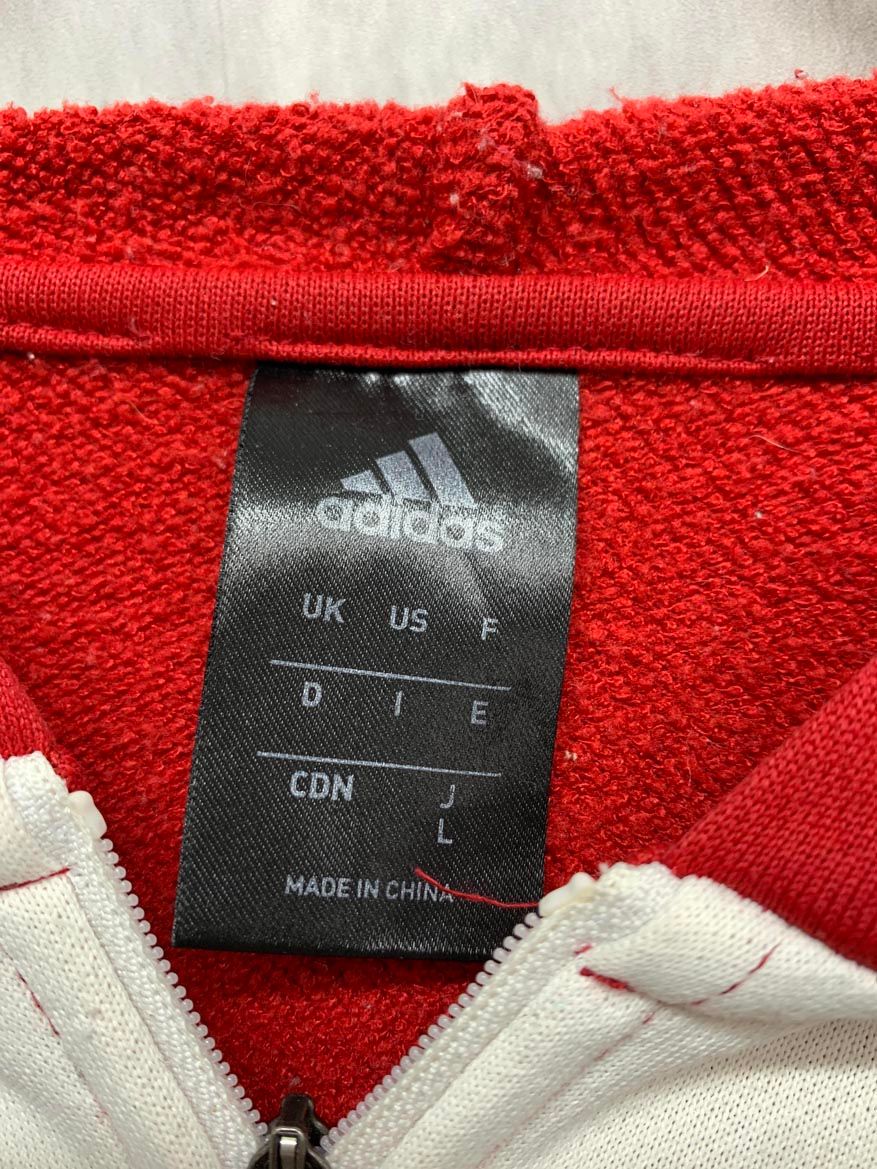 adidas アディダス F46747 ジップアップ パーカー sizeL/白×赤