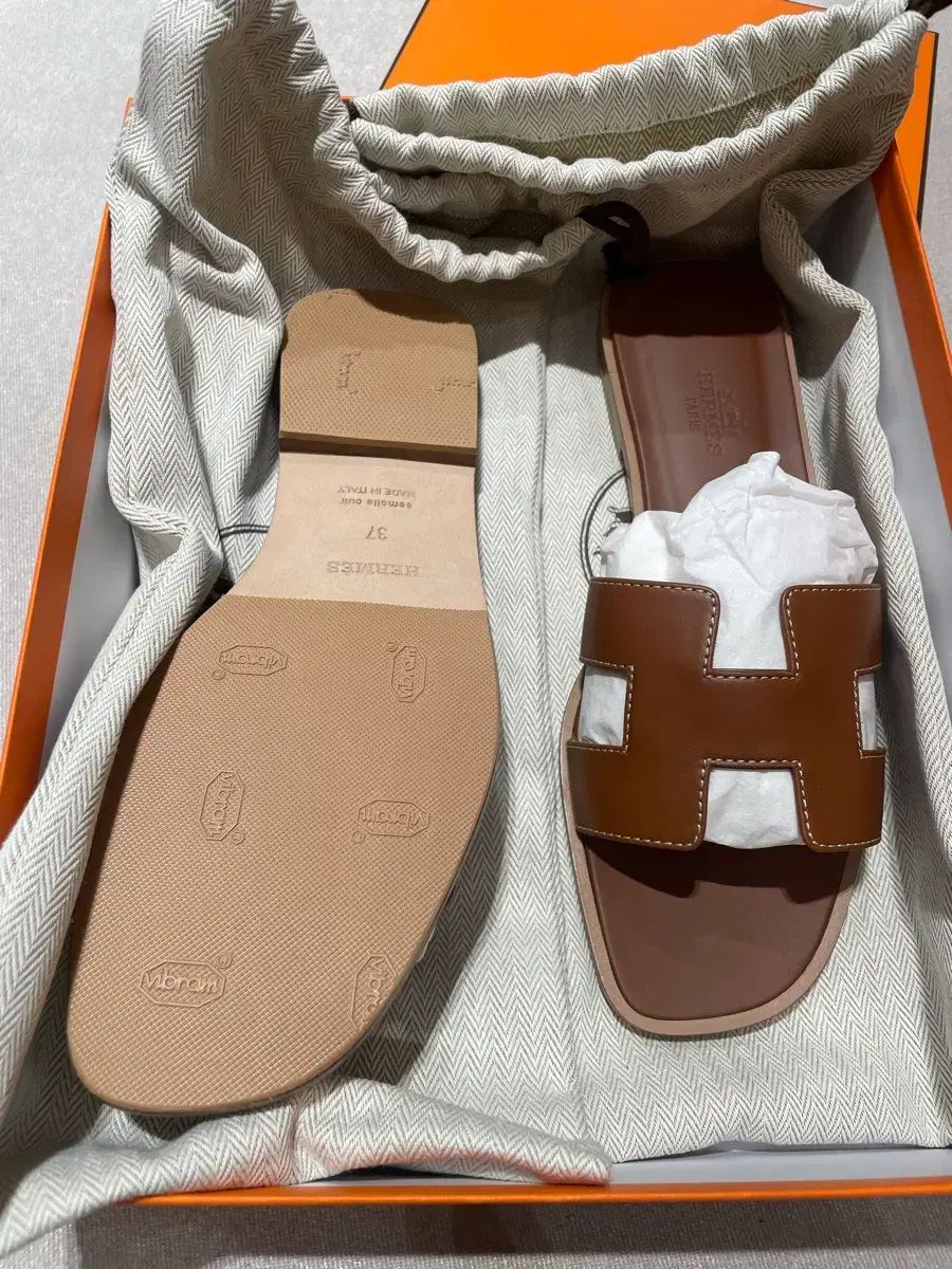 Hermes オラン ブラウン 37 サイズ サンダル