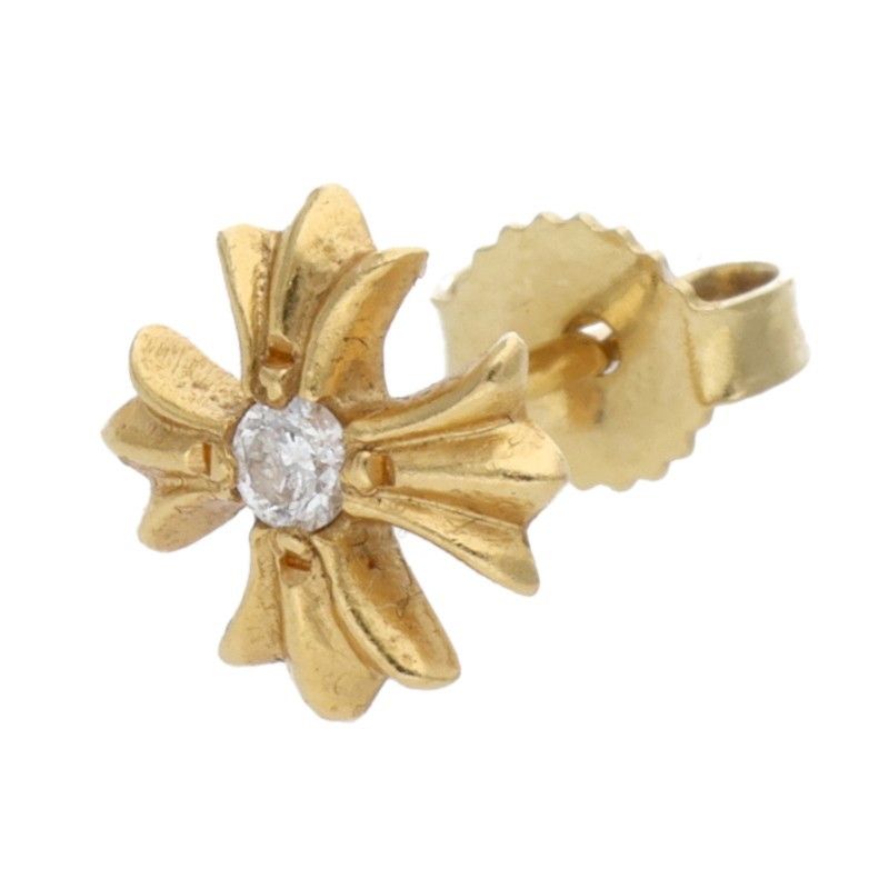 クロムハーツ 22 K No 2 CH PLS DIA|22 KCHプラススタッド 1ダイヤ|ゴールドピアス メンズ 12|28～1|6 発送 問い合わせ遅延