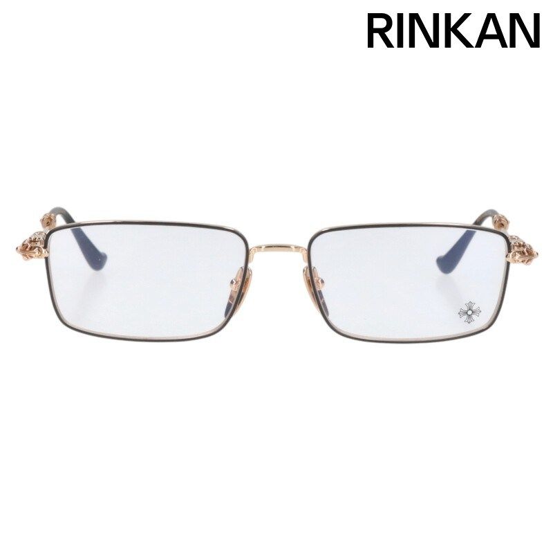 クロムハーツ BUBBA II-A クロステンプルメタルフレームスクエア眼鏡 メンズ 56□17-145 12|28～1|6 発送 問い合わせ遅延