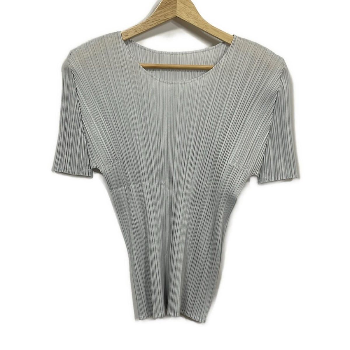 【美品】PLEATS PLEASE Lサイズ　半袖カットソーベージュトップス PLEATS PLEASE ISSEY MIYAKE◇MELLOW PLEATS/半袖カットソー/3
