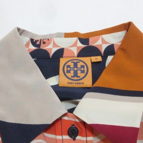 トリーバーチ TORY BURCH シルク ブラウス シャツ 総柄 長袖 10 日本