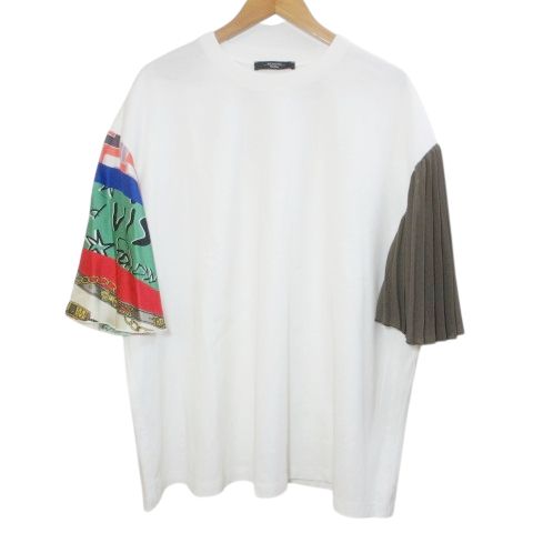 マックスマーラ ウィークエンドライン MAX MARA WEEKEND LINE 袖切り替えTシャツ カットソー 半袖 クルーネック L ホワイト マルチカラー |X