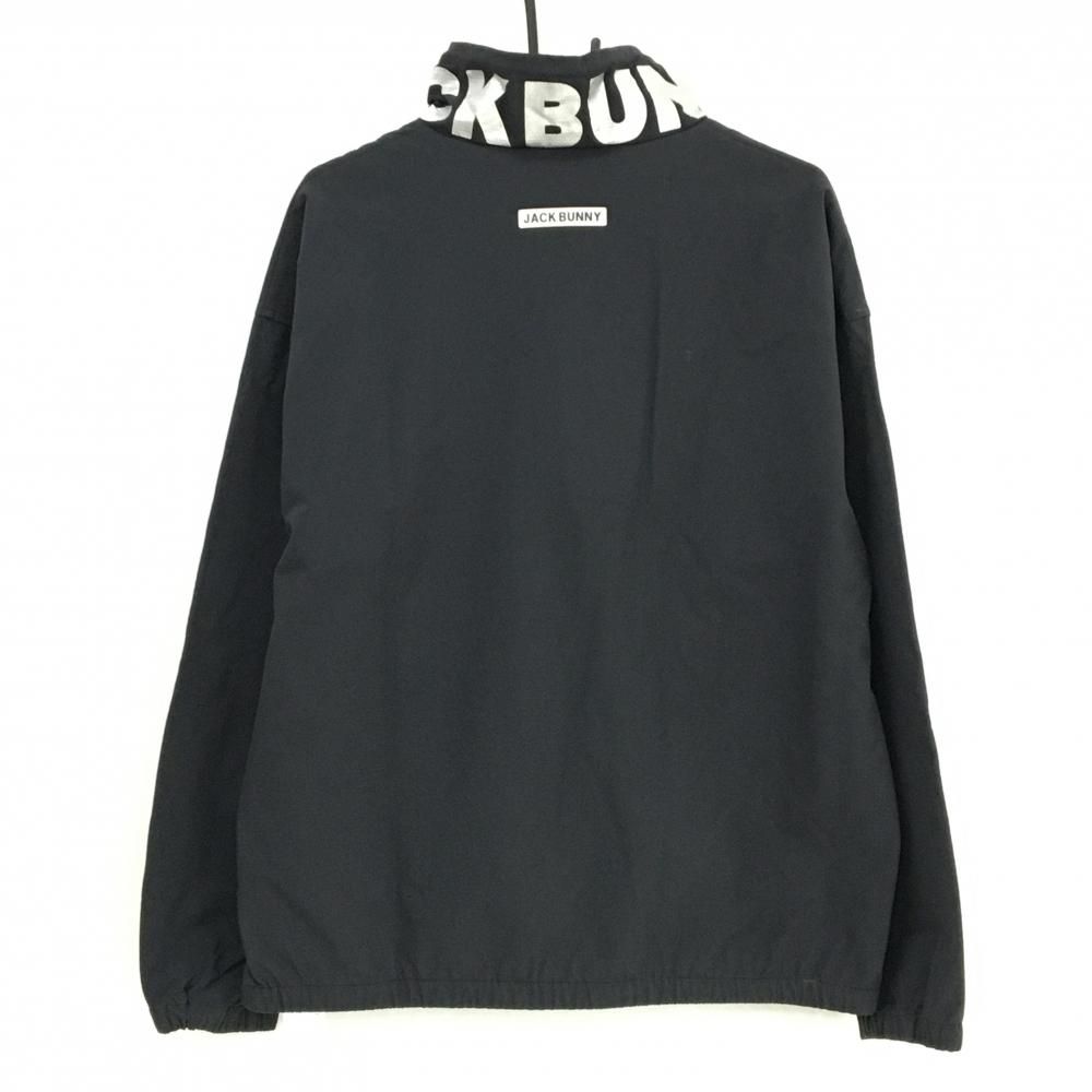 ジャックバニー ナイロンブルゾン 黒×シルバー ハーフジップ 腹部ポケット メンズ 6 XL ゴルフウェア Jack Bunny