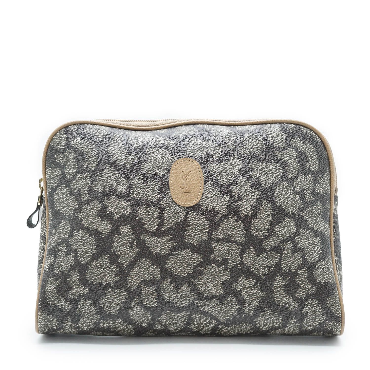 イヴ サンローラン ジラフプリント クラッチ トープ ビンテージ Vintage YSL Giraffe Print Clutch Taupe Canvas Leather