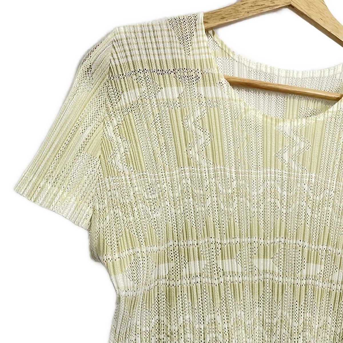 PLEATS PLEASE 半袖カットソー アイボリー イッセイミヤケ プリーツ