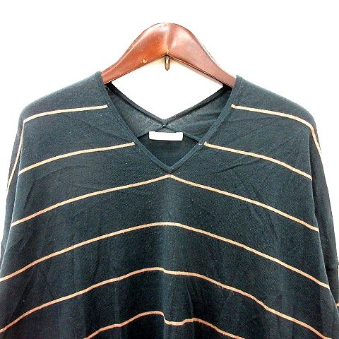 美品 セオリーリュクス ボーダーワイドニット 薄手ウール 定価3.1千円