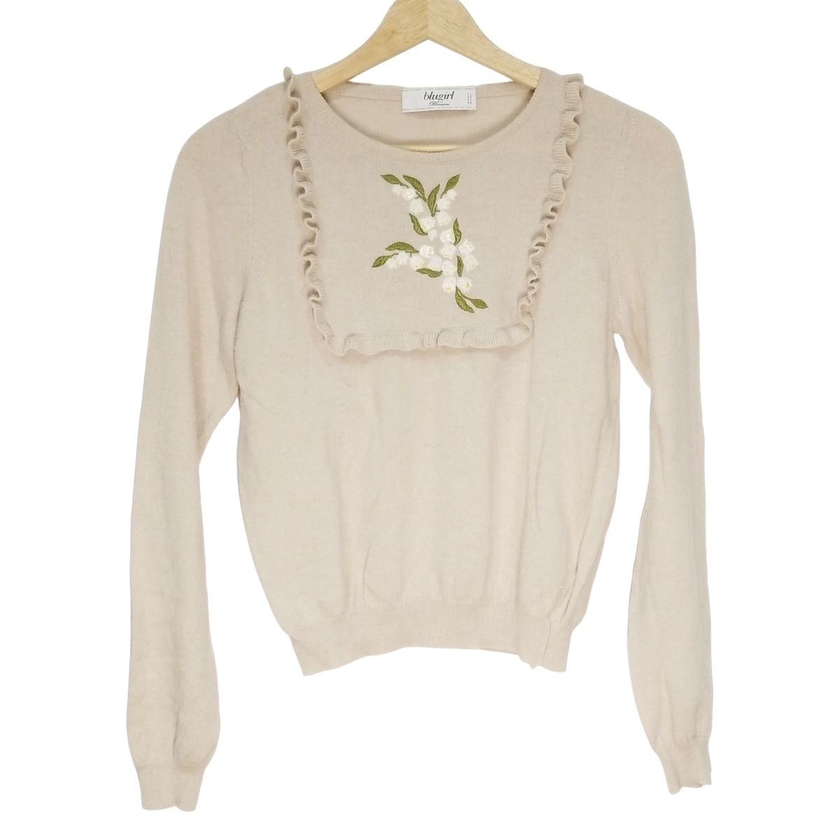 BLUGiRL ブルーガールブルマリン 長袖セーター サイズ38 I レディース ベージュ フリル|花柄