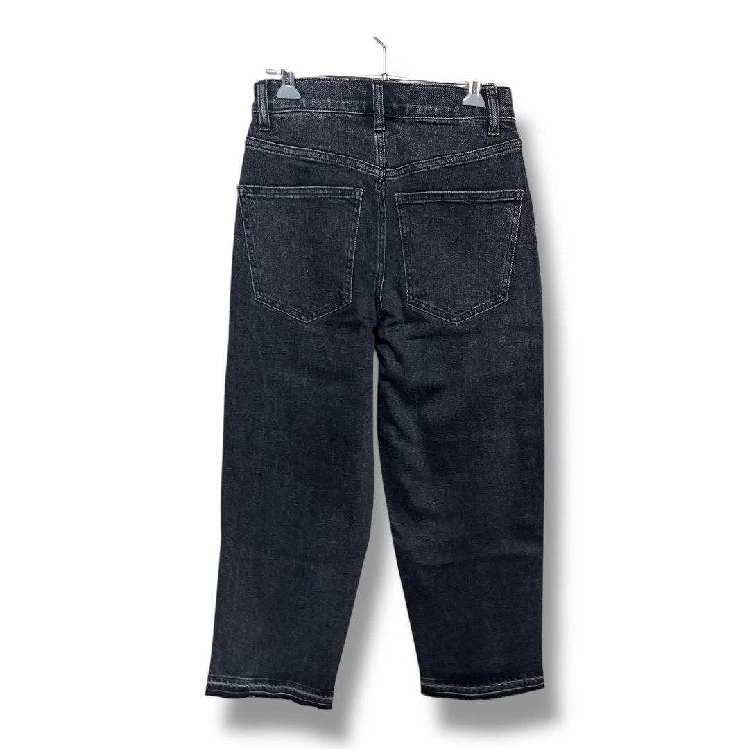 theory セオリー ストレートワイドデニム ストレッチ ブラックデニム ジーパン ジーンズ 定価24200円 カットオフ 切りっぱなし レディース サイズ23 ブラック 通年 19 No.K 1196