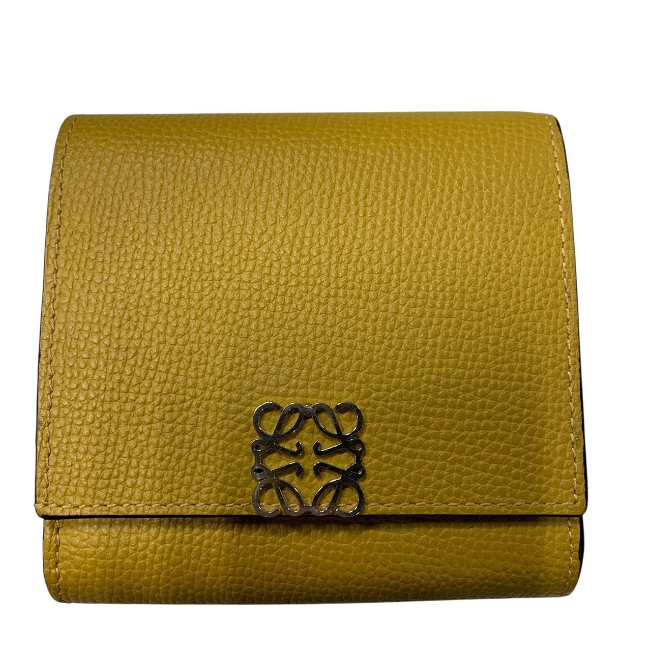 ♪3727 LOEWE ロエベ アナグラム フラップウォレット 二つ折り財布 イエロー系