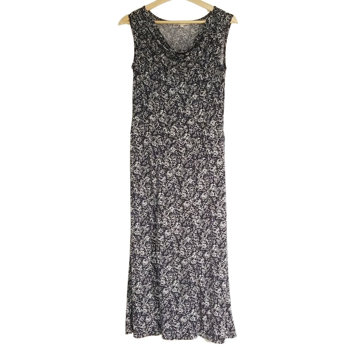 希少サイズ ローラアシュレイ ノースリーブ ワンピース 花柄 2XL 白黒 希少サイズ ローラアシュレイ ノースリーブ ワンピース 花柄 2XL 白黒
