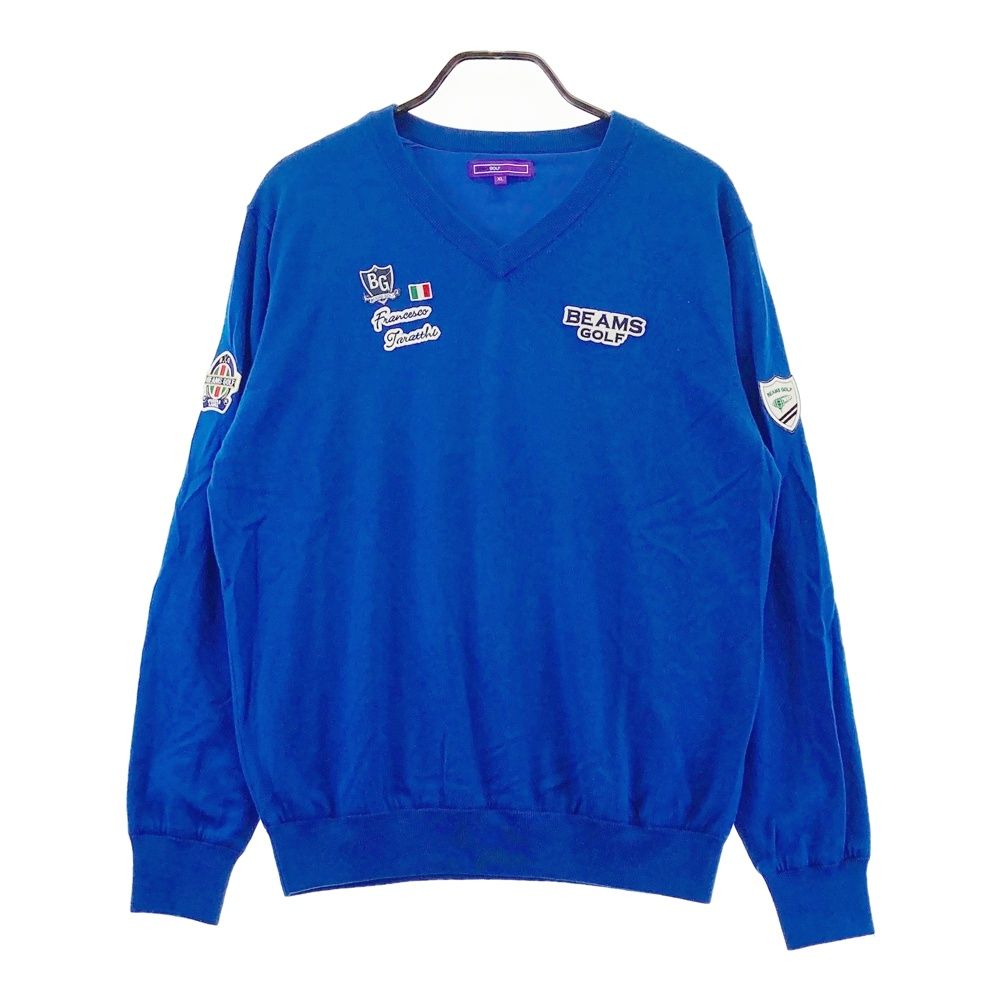 サイズ XL BEAMS GOLF ビームスゴルフ 裏地付 ニットセーター ウール ネイビー系 ゴルフウェア メンズ ストスト