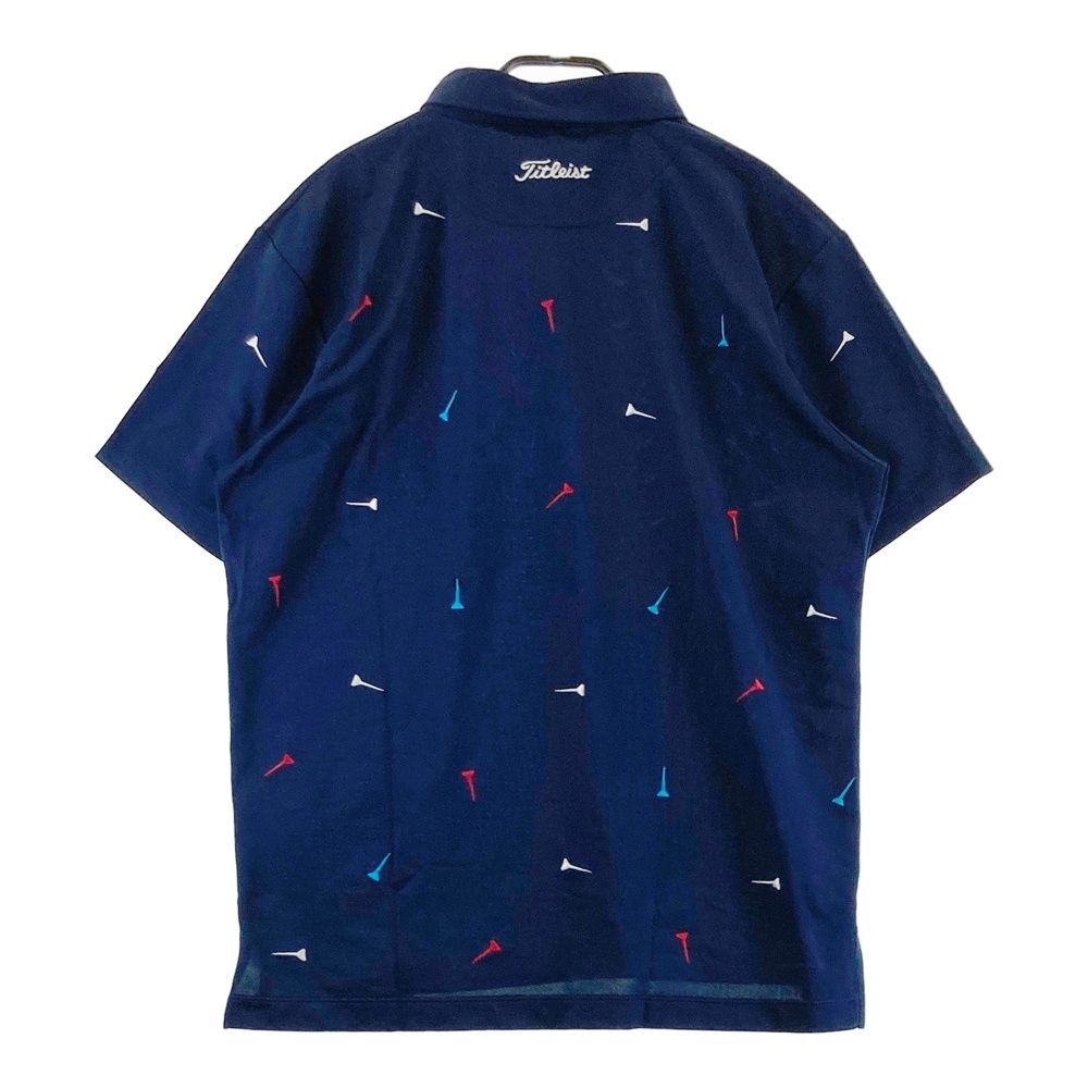 タイトリスト　メンズゴルフポロシャツ　【LLサイズ】【ネイビー②】 Titleist（タイトリスト） 長袖ポロシャツ ネイビー 地模様 ロゴ