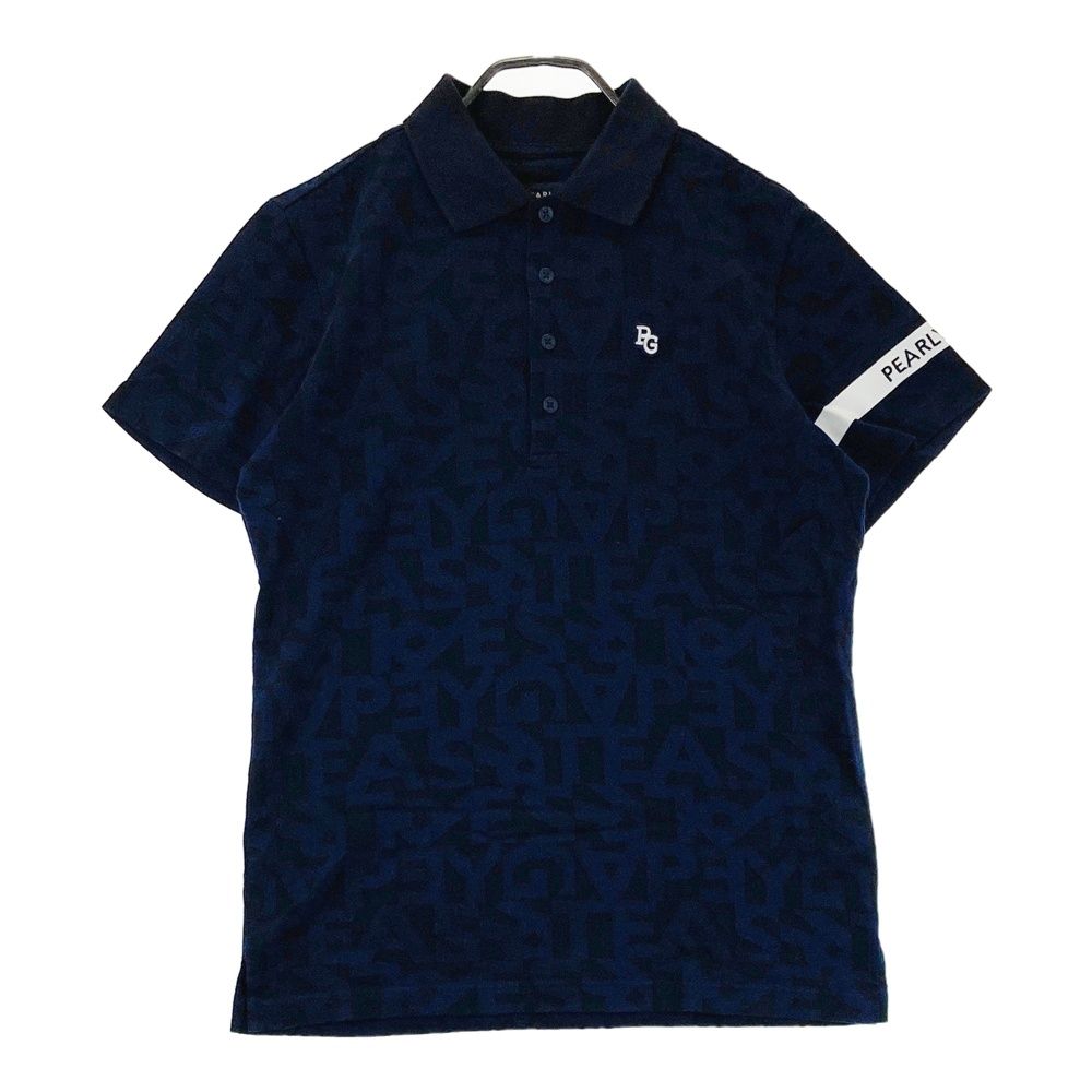 サイズ 4 PEARLY GATES パーリーゲイツ 2025年モデル 半袖ポロシャツ 総柄 ネイビー系 ゴルフウェア メンズ ストスト