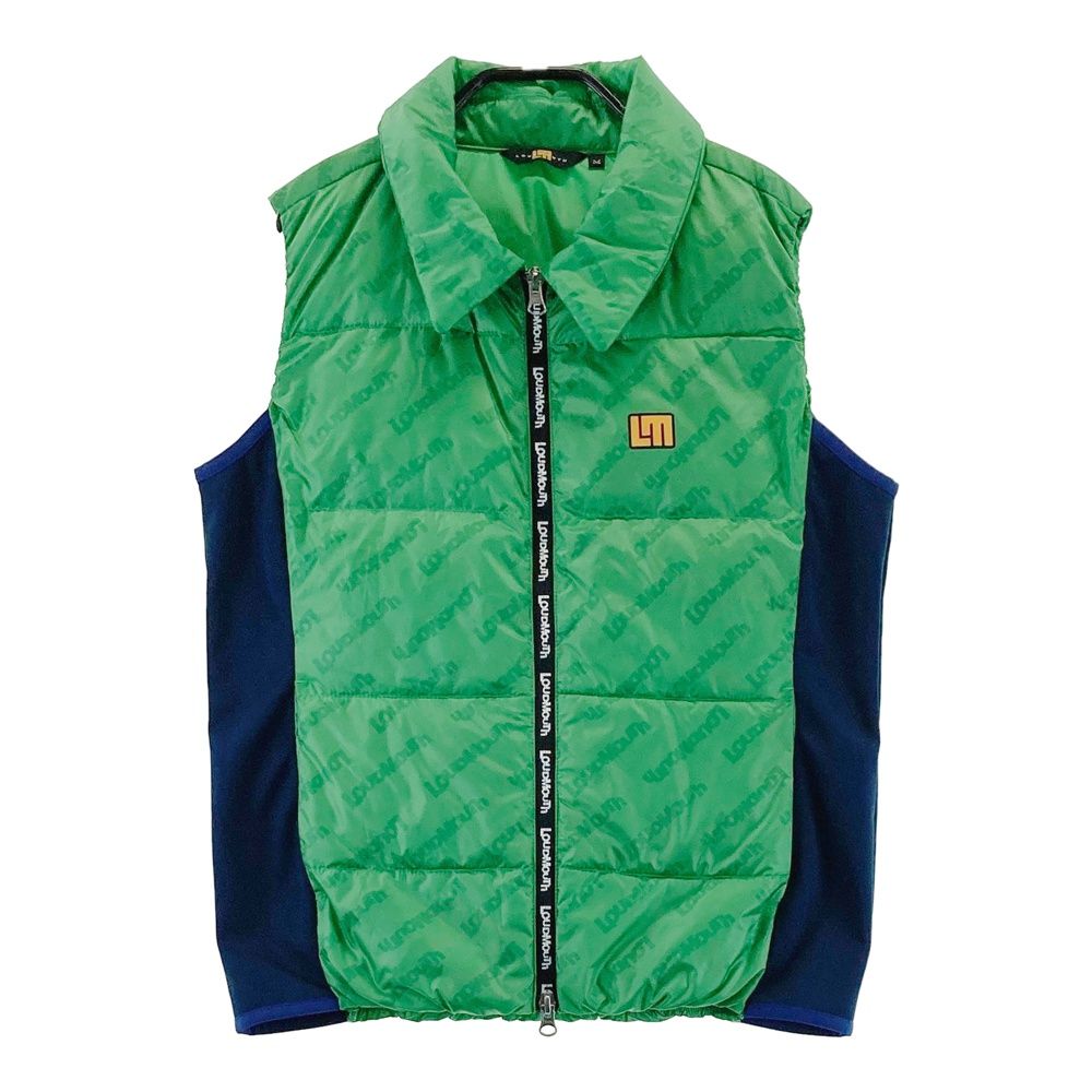 サイズ M LOUD MOUTH ラウドマウス ダウンベスト ロゴ柄 グリーン系 ゴルフウェア レディース ストスト