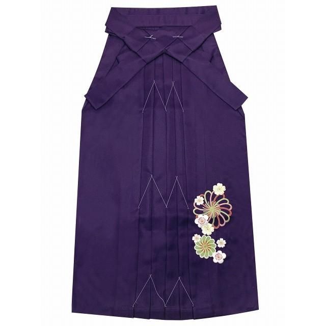 卒業式の袴 レディース 刺繍 無地袴 行燈袴 M|L|LL 紫 ねじり菊と桜刺繍