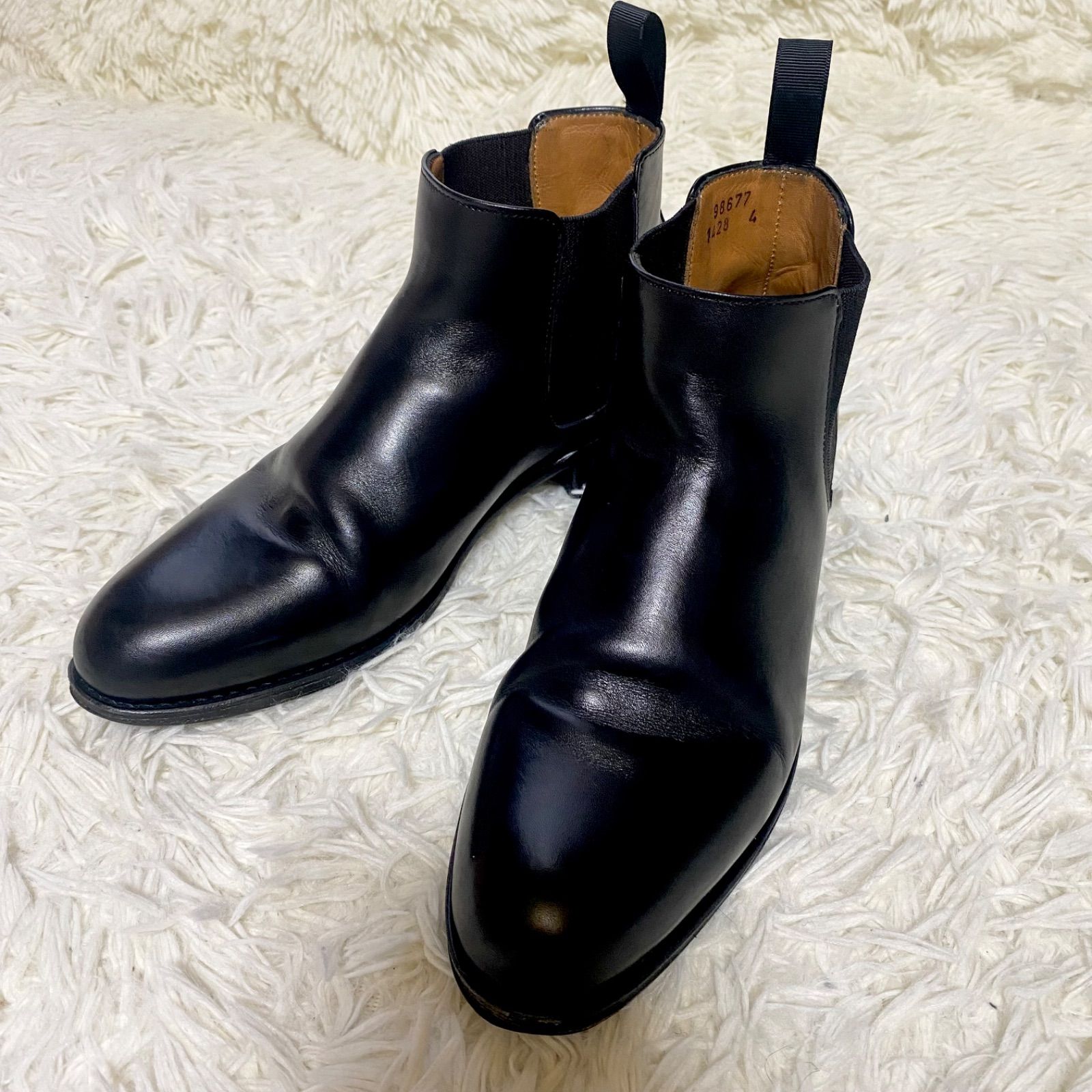 JALAN ジャランスリワヤ 黒 UK 4 23 cm カーフレザー ショートブーツ サイドゴア