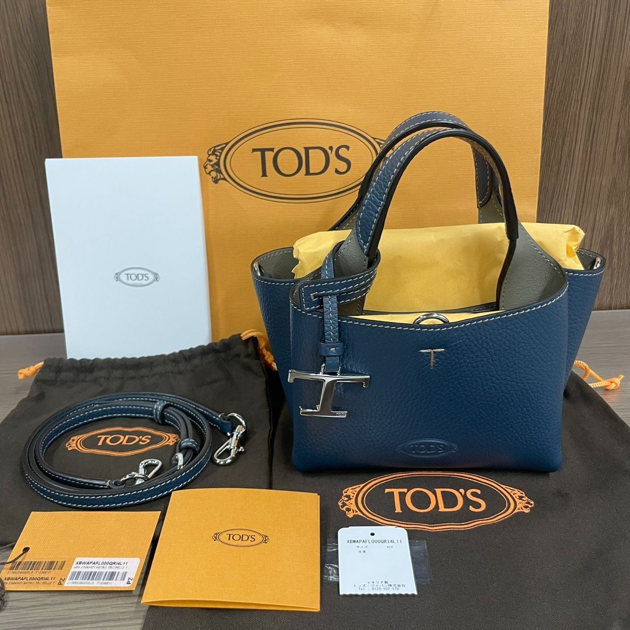 Tod's】トッズ レザー バッグ マイクロ ブルー グレー - メルカリ