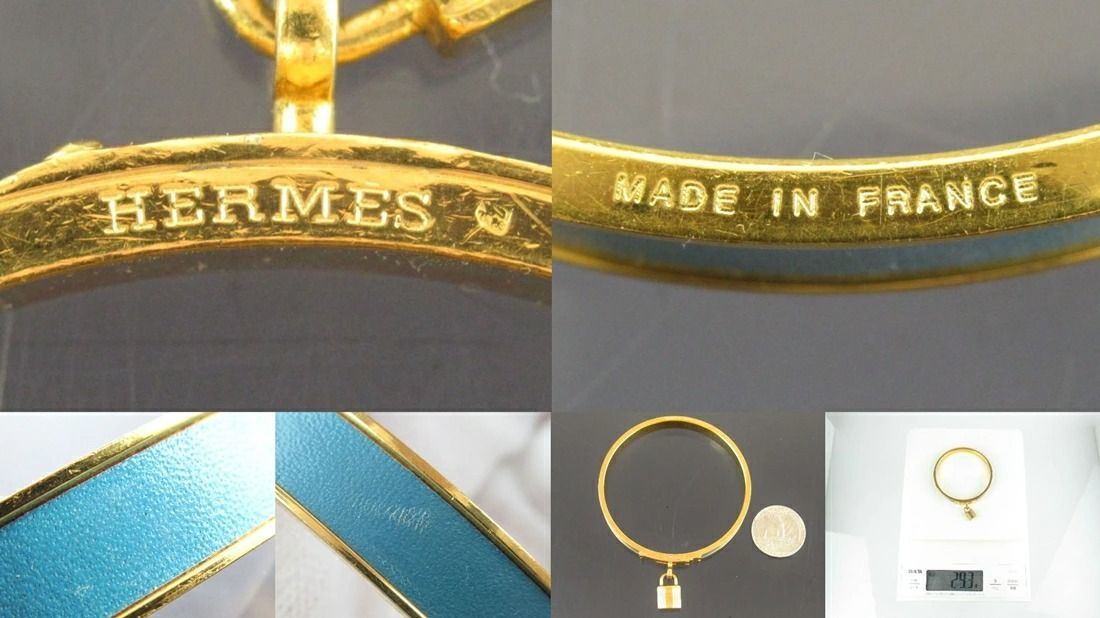 HERMES エルメス ケリーバングル カデナ パドロック ブルー×ゴールド