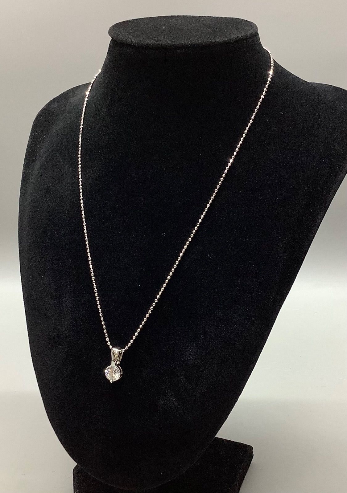 SN 675 Sterling silver 925刻印 ダイヤモンド ネックレス 一粒ダイヤ 1 ct 首周り40 cm