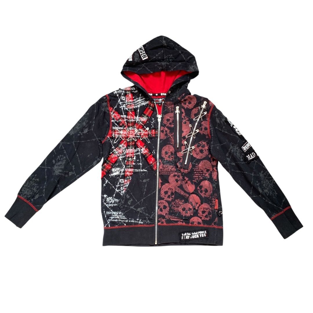 MAD PUNKS マッドパンクス チェーンパーカー カーディガン 安全ピン M 80107-6