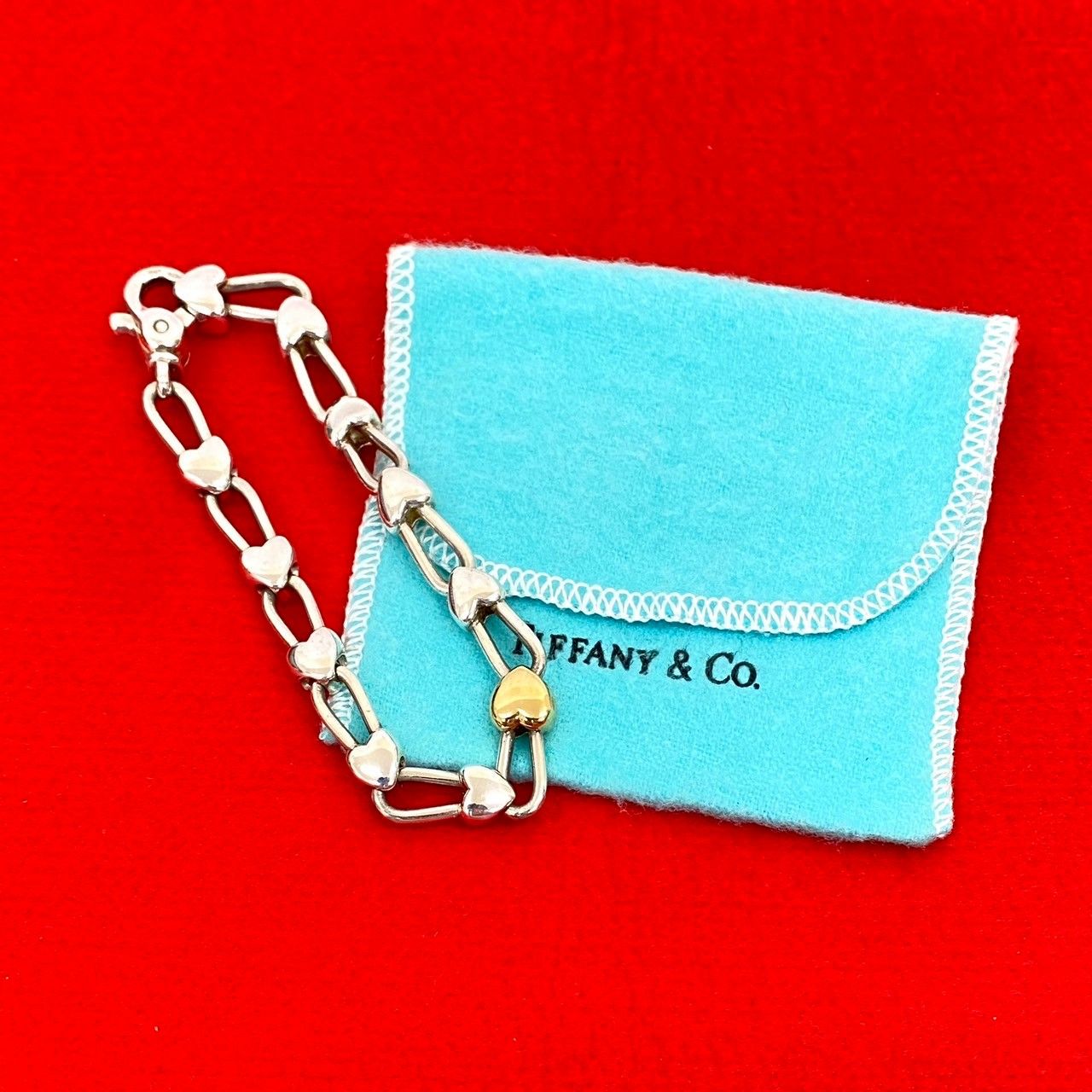 TIFFANY-Co. ティファニー ハートロック ブレスレット シルバー925 K 18ゴールド チェーン アクセサリー 35990