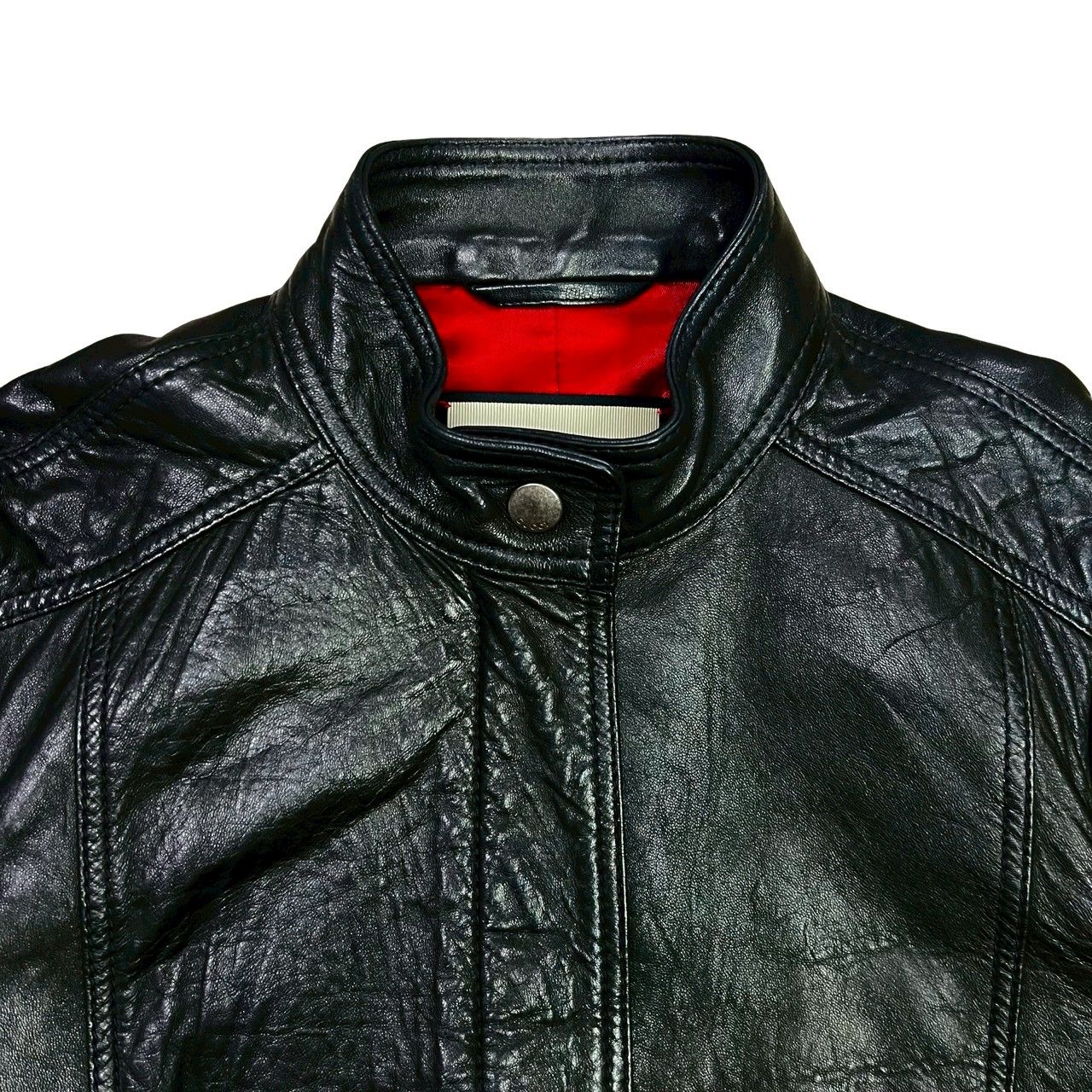 極 美品 GUCCI グッチ ロゴ 金具 ボタン レザー 本革 シングル