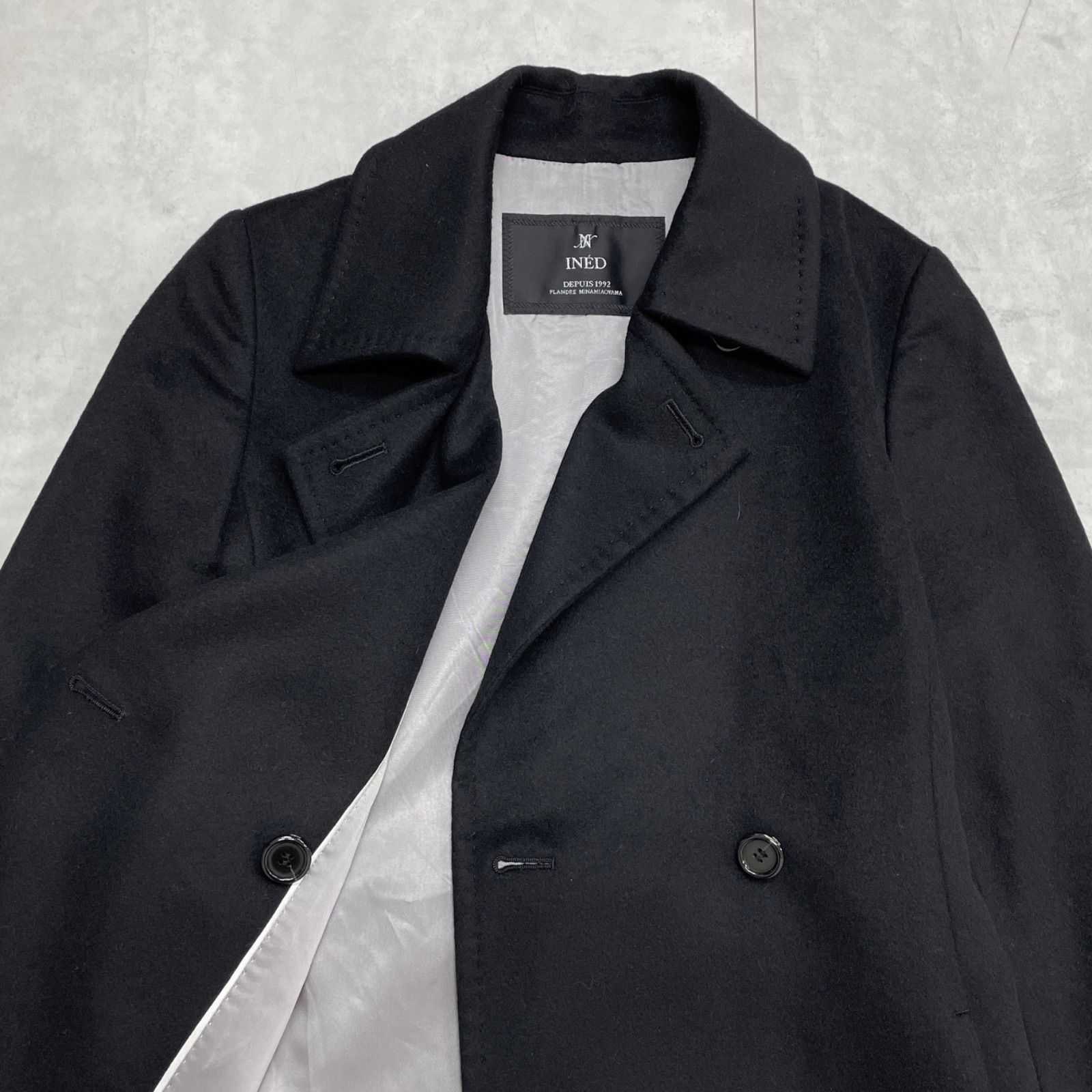 INED イネド ロングコート ベルト カシミヤ100％ ブラック 日本製