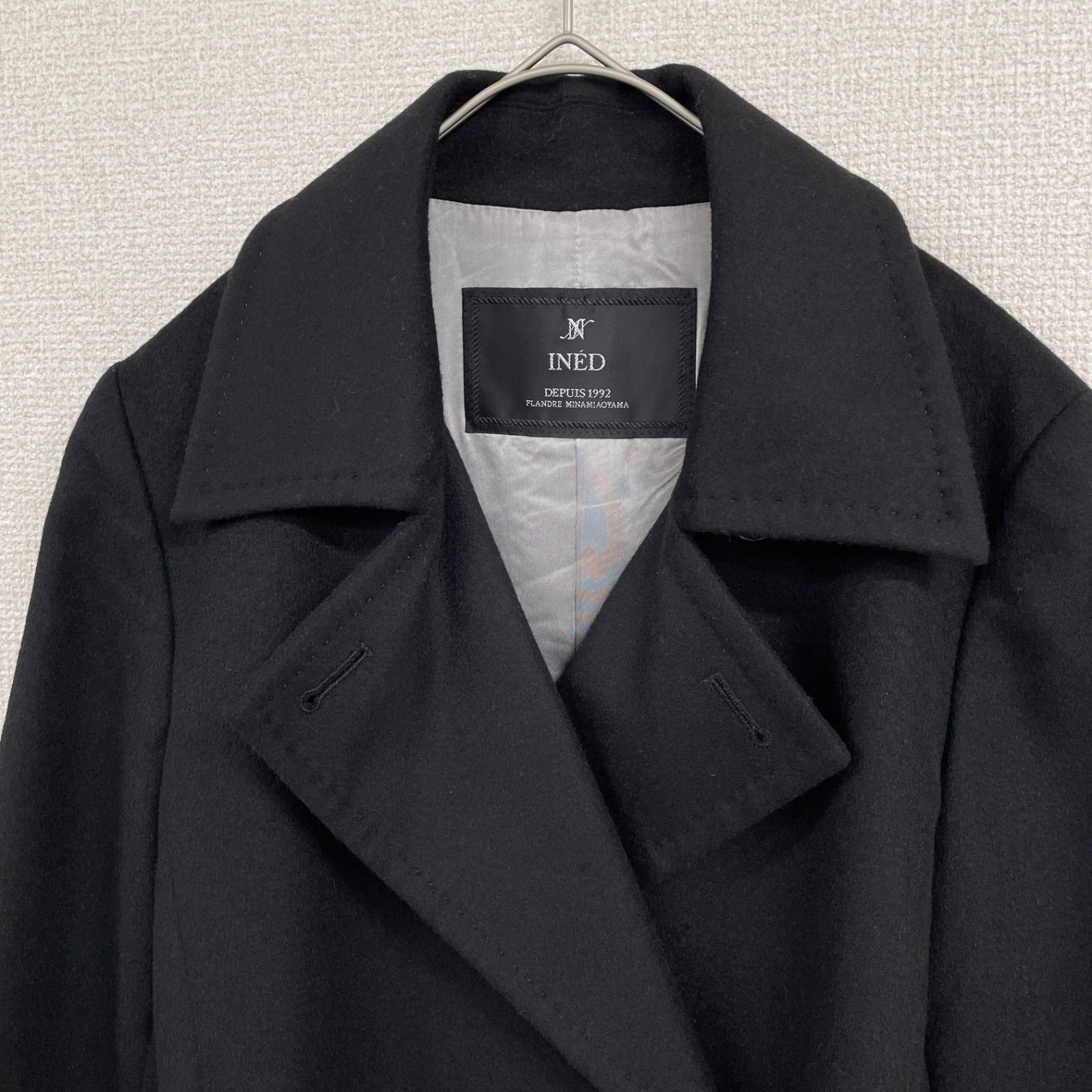 INED イネド ロングコート ベルト カシミヤ100％ ブラック 日本製