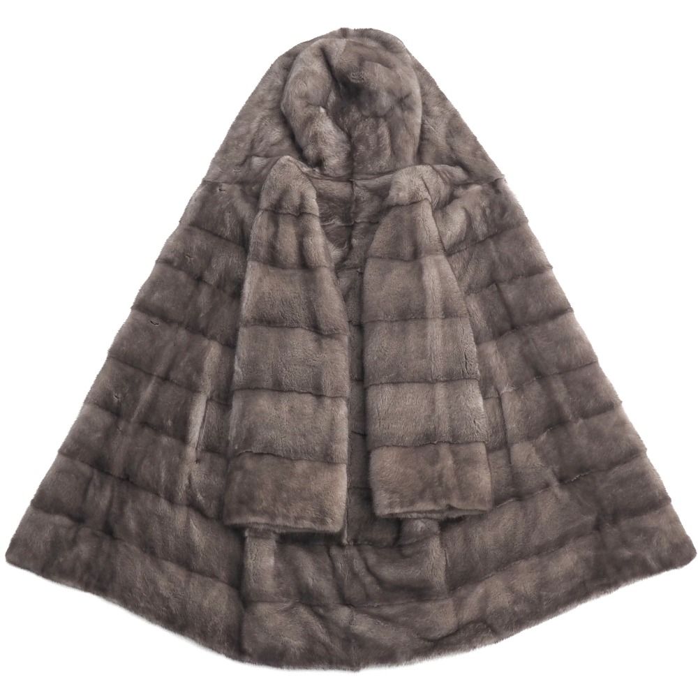 コペンハーゲンファー バーガンディ 7分袖 フーデッド ファーコート LL コペンハーゲンファー バーガンディ 7分袖 フーデッド ファーコート LL