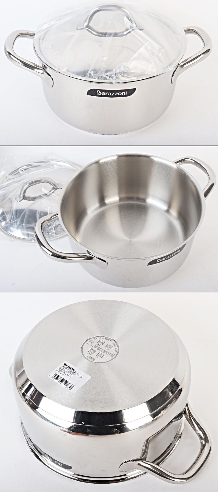 訳あり Barazzoni 鍋セット 9点 CHEF LINE 163909 両手鍋 片手鍋 ゾーニ シェフライン IH 食洗機 展示♥品 R 2512-113