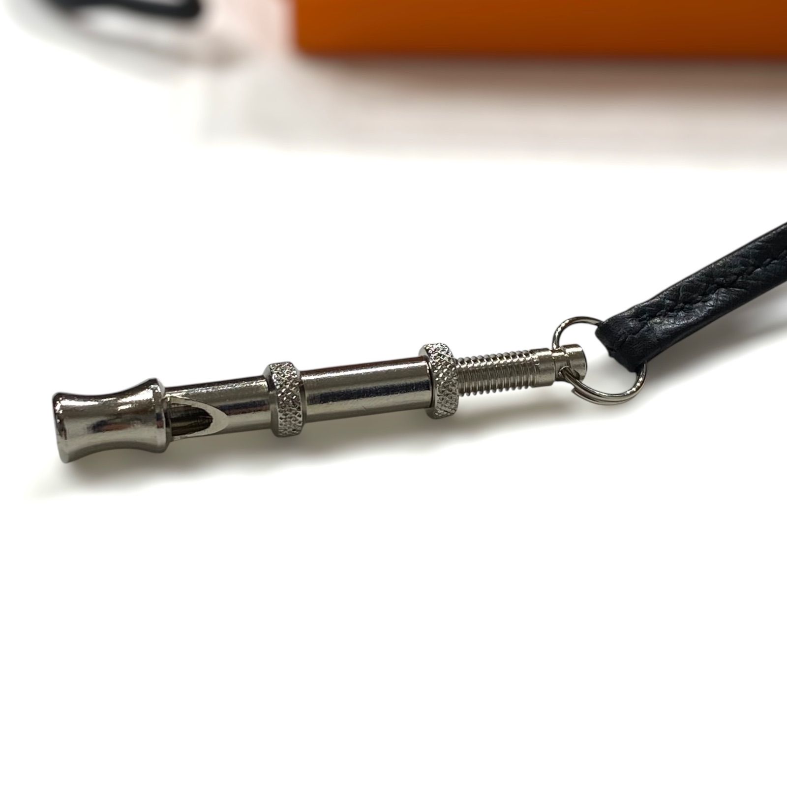 エルメス シフレ ホイッスル 犬笛 ネックレス シルバー×ブラック