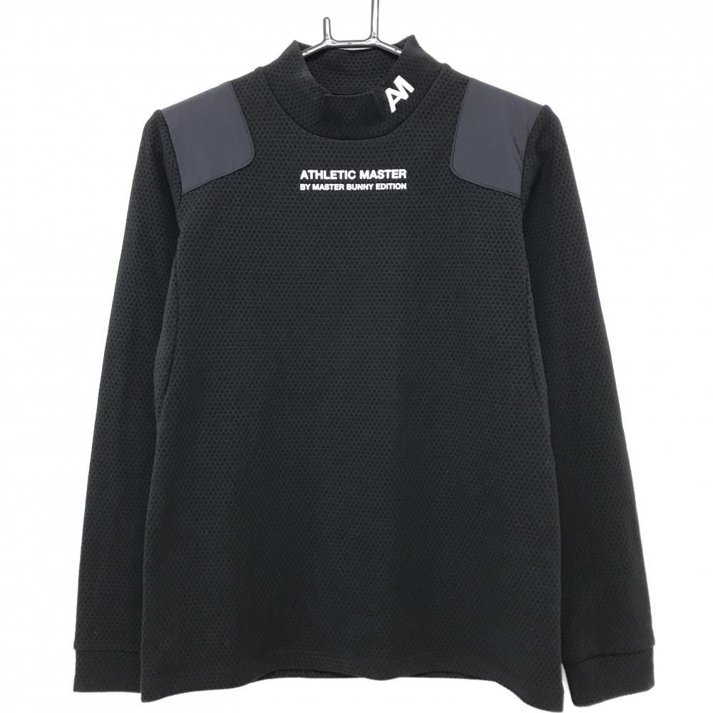 美品】マスターバニー 長袖ハイネックシャツ 黒 総柄地模様 肩素材 裏