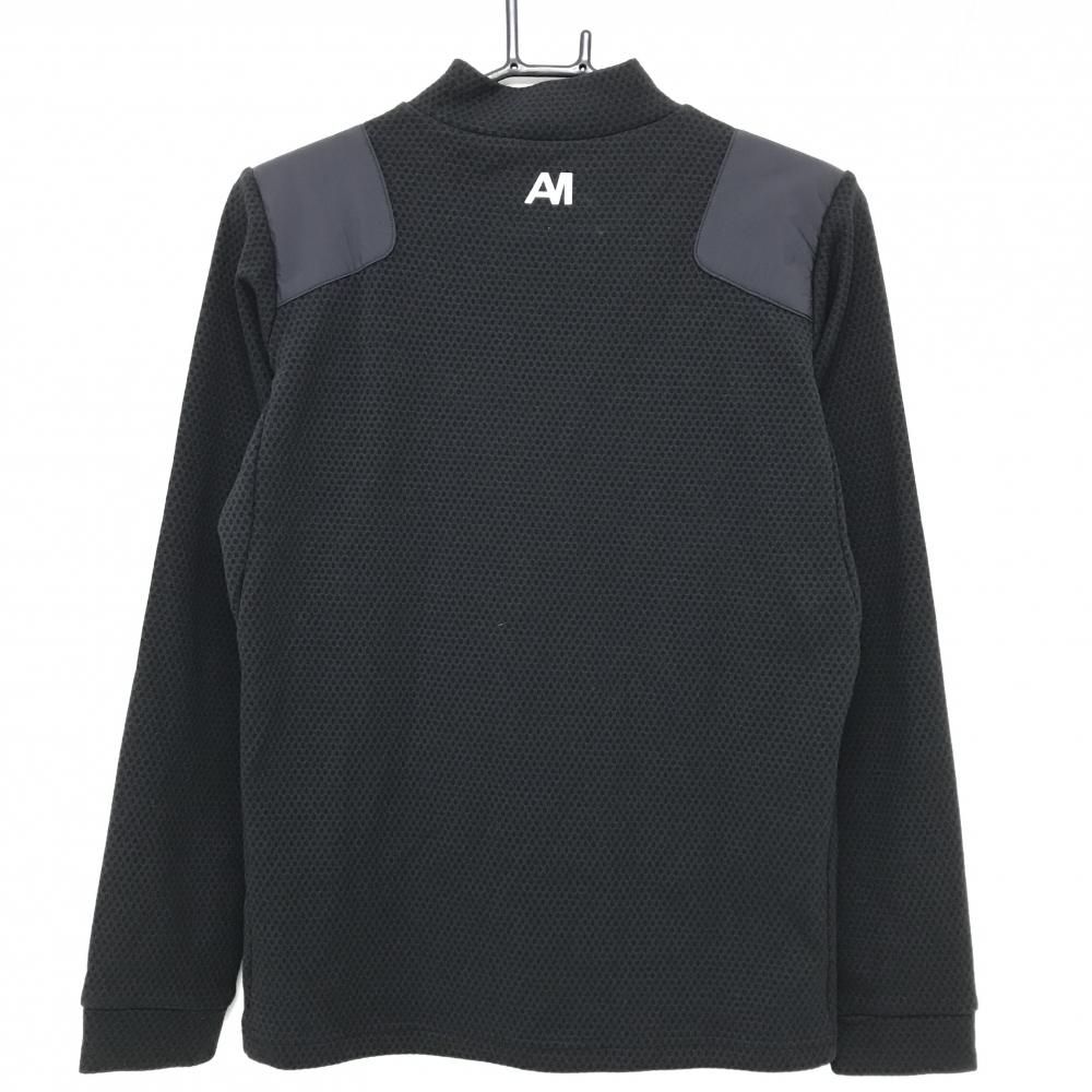 美品】マスターバニー 長袖ハイネックシャツ 黒 総柄地模様 肩素材 裏