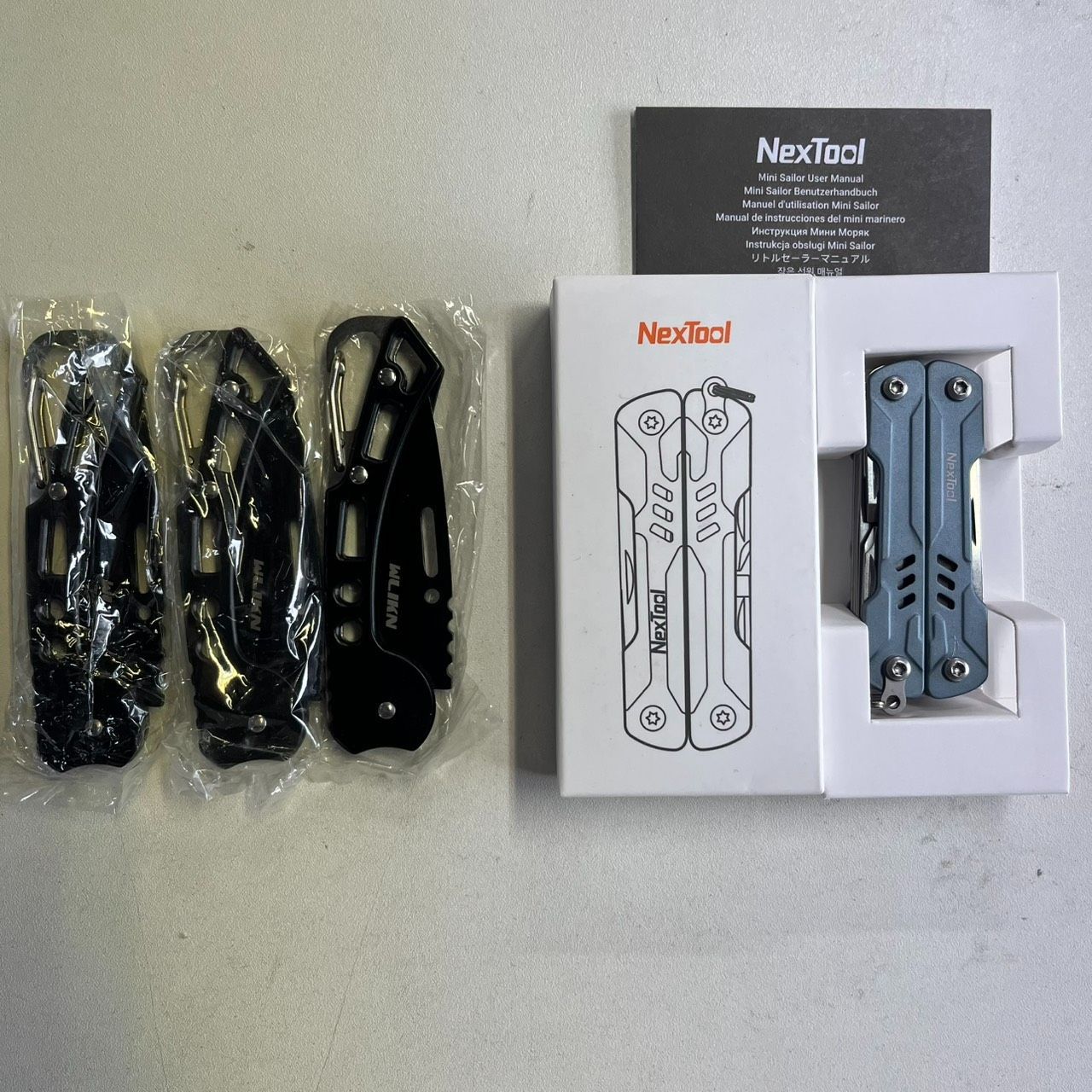 マルチツール 折りたたみ工具 4点セット NexTool 1本＋WLIKN 3本 ナイフ プライヤー 携帯工具